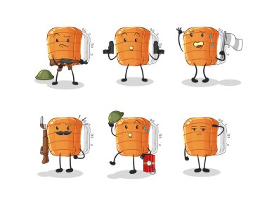 Suşi askerleri karakteri. çizgi film maskotu vektörü