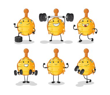 Tahta ballı şeker egzersizi karakter belirler. çizgi film maskotu vektörü
