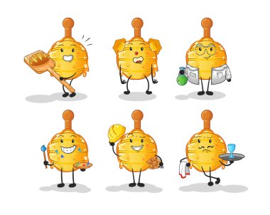 Ahşap Bal Avcısı mesleği karakter belirler. çizgi film maskotu vektörü