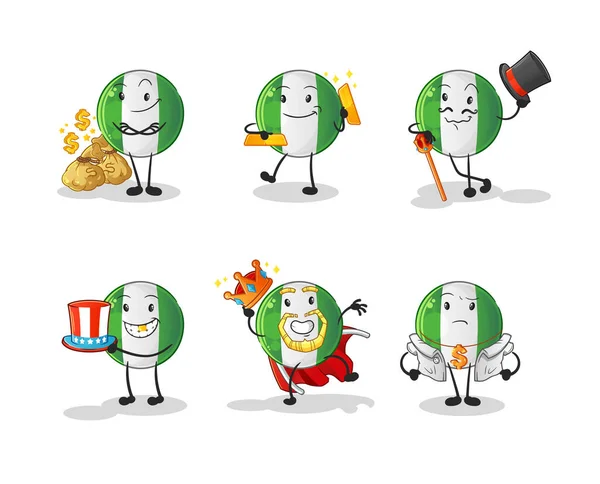Nigerian Flag Rich Character Cartoon Mascot Vector — Stock Vector