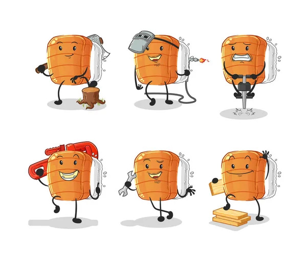 Sushi Worker Set Character Cartoon Mascot Vector — Stock Vector