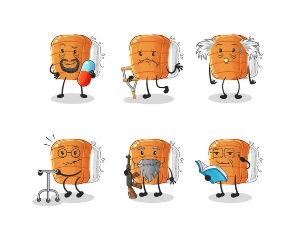Sushi Elderly Character Cartoon Mascot Vector — Stock Vector