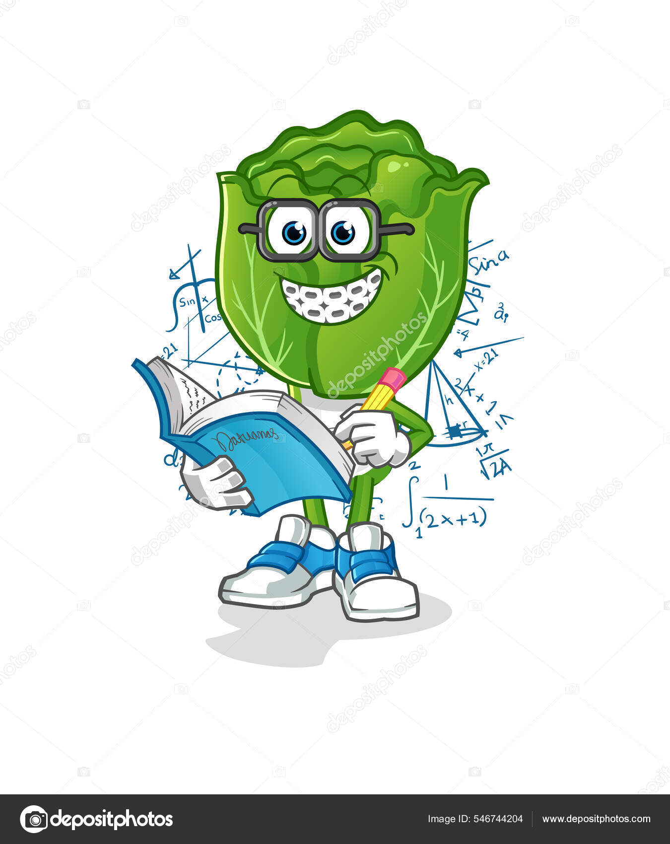 Cabbage Head Cartoon Geek Cartoon Mascot Vector Stock Vector by