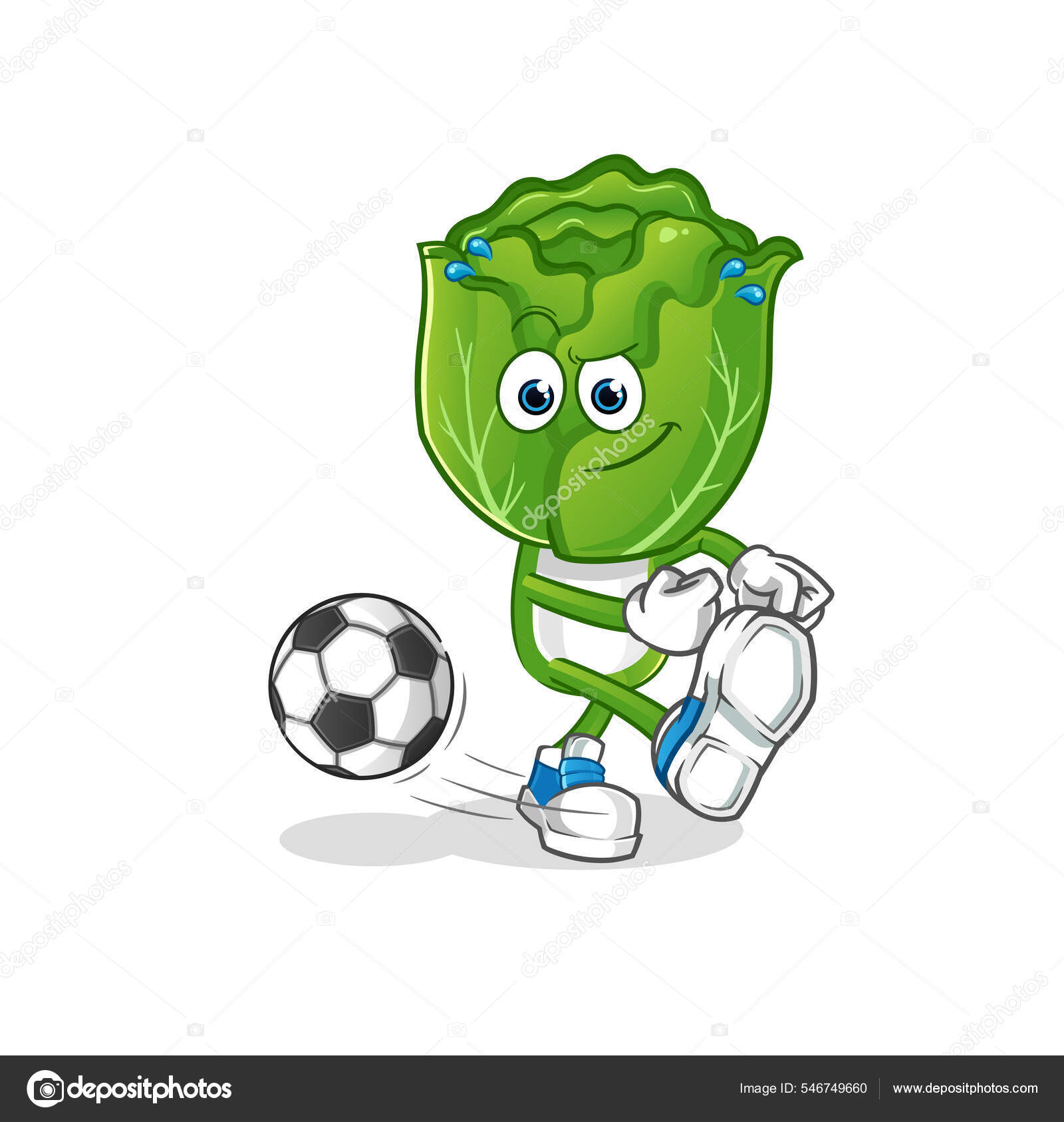 Cabbage Head Cartoon Kicking Ball Cartoon Mascot Vector Stock Vector by
