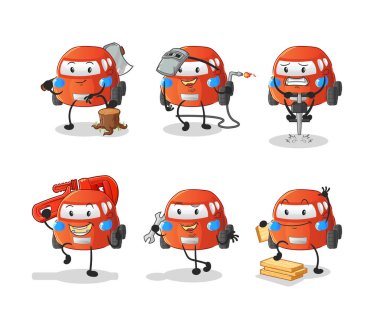 car worker set character. cartoon mascot vector