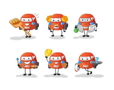 car profession set character. cartoon mascot vector
