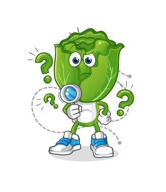 cabbage head cartoon searching illustration. character vector