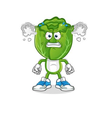 cabbage head cartoon very angry mascot. cartoon vector