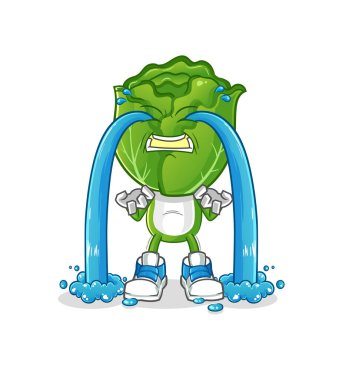 cabbage head cartoon crying illustration. character vector