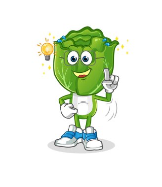 cabbage head cartoon got an idea. mascot vector