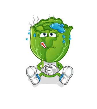 cabbage head cartoon sick vector. cartoon character
