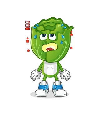 cabbage head cartoon low battery mascot. cartoon vector