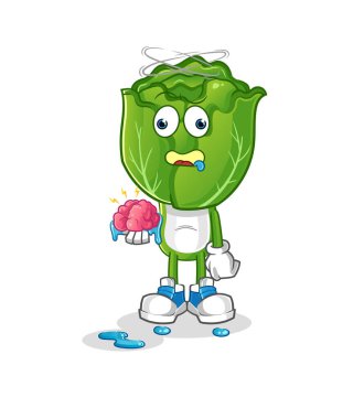cabbage head cartoon no brain vector. cartoon character