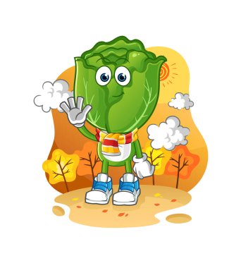 cabbage head cartoon in the autumn. cartoon mascot vector