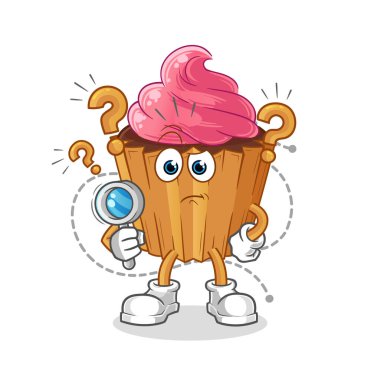 cupcake searching illustration. character vector