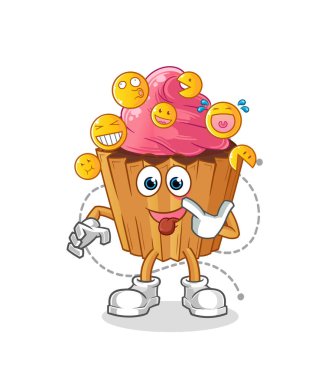 cupcake laugh and mock character. cartoon mascot vector