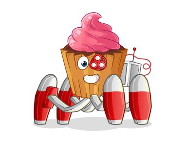 cupcake future robot vector. cartoon character