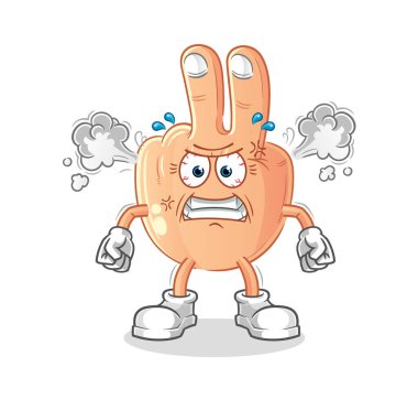 peace finger head cartoon very angry mascot. cartoon vector