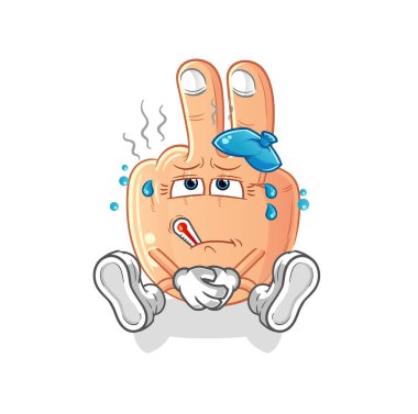 peace finger head cartoon sick vector. cartoon character