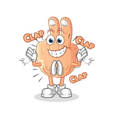 peace finger head cartoon applause illustration. character vector