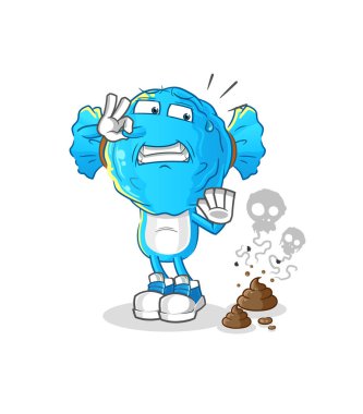 candy head cartoon with stinky waste illustration. character vector