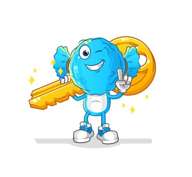 candy head cartoon carry the key mascot. cartoon vector