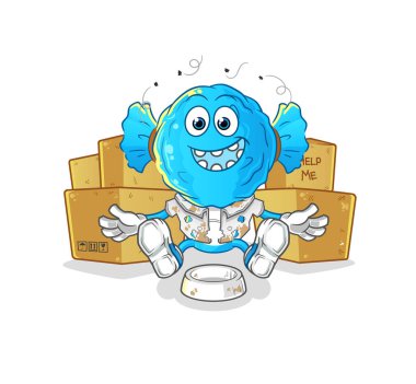 candy head cartoon homeless character. cartoon mascot vector