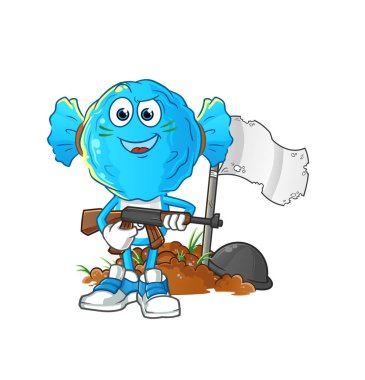 candy head cartoon army character. cartoon mascot vector