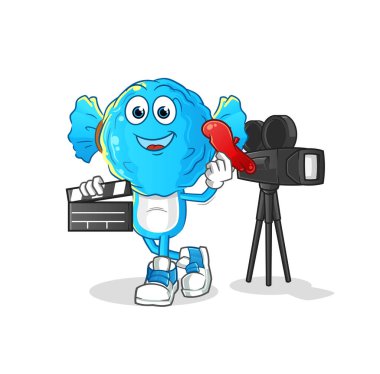 candy head cartoon director mascot. cartoon vector