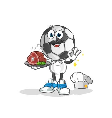 football head cartoon chef with meat mascot. cartoon vector