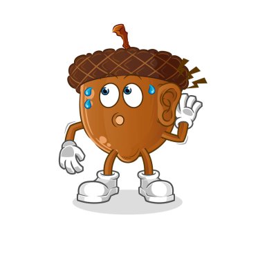 acorn head cartoon eavesdropping vector. cartoon character