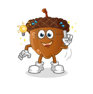acorn head cartoon got an idea. mascot vector