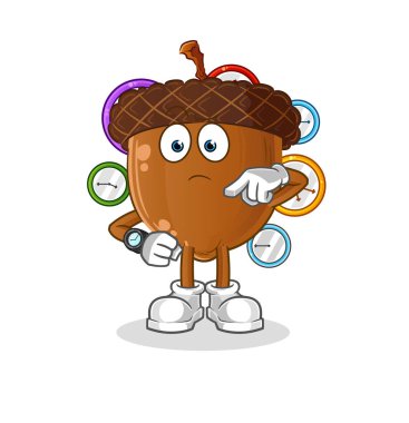 acorn head cartoon with wristwatch. cartoon mascot vector