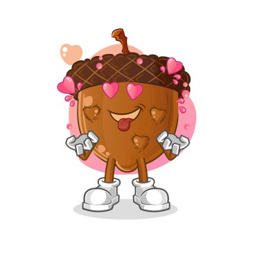 acorn head cartoon fallin love vector. cartoon character