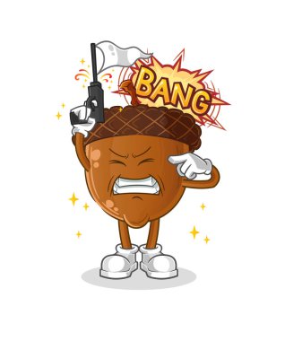 acorn head cartoon warning shot mascot. cartoon vector