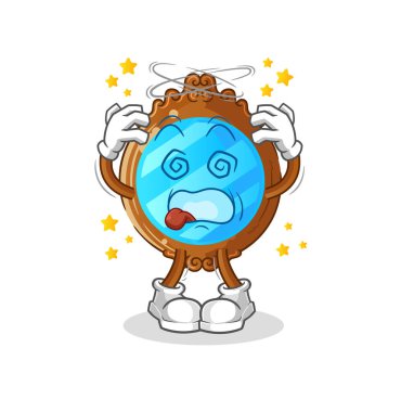 mirror dizzy head mascot. cartoon vector
