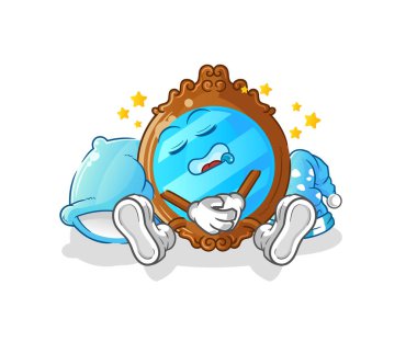 mirror sleeping character. cartoon mascot vector