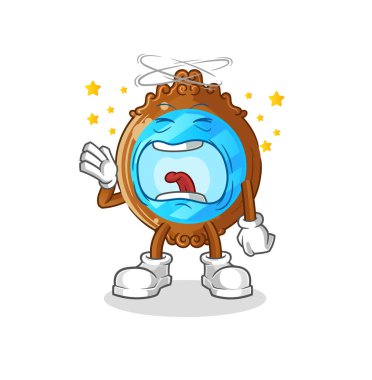 mirror yawn character. cartoon mascot vector