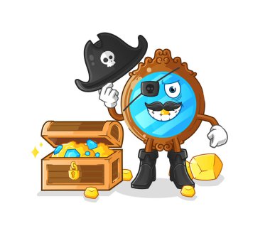 mirror pirate with treasure mascot. cartoon vector