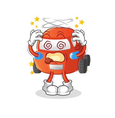car dizzy head mascot. cartoon vector