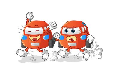 car play chase cartoon. cartoon mascot vector