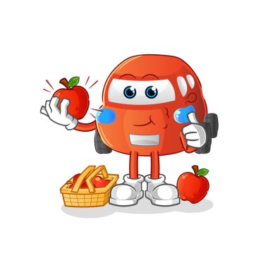 car eating an apple illustration. character vector