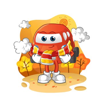 car in the autumn. cartoon mascot vector