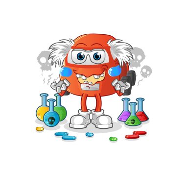 car mad scientist illustration. character vector