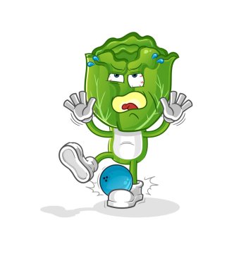 cabbage head cartoon hiten by bowling. cartoon mascot vector