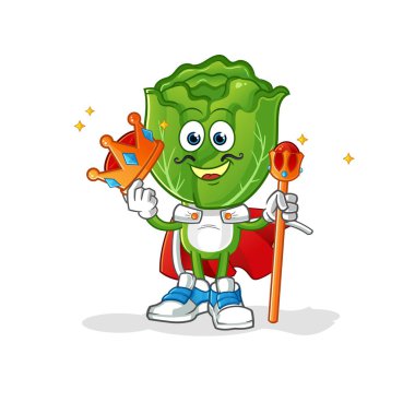 cabbage head cartoon king vector. cartoon character