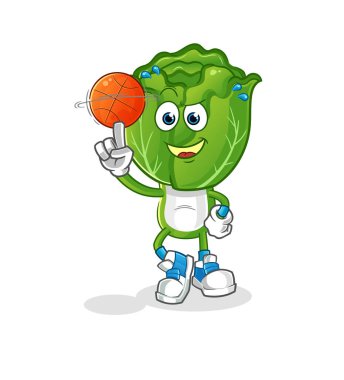 cabbage head cartoon playing basket ball mascot. cartoon vector