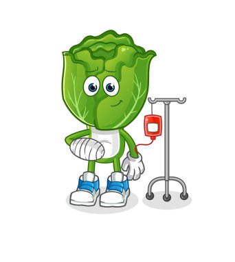 cabbage head cartoon sick in IV illustration. character vector