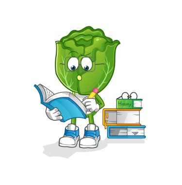 cabbage head cartoon studying mascot. cartoon vector