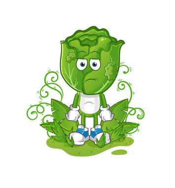 cabbage head cartoon waiting too long mascot. cartoon vector